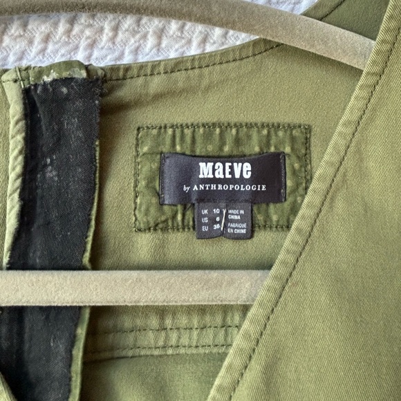 Maeve Green Denim Dress Belt V Neck Midi Length Size 6 (fits snug like a 4) - Picture 10 of 16